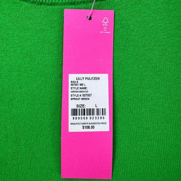 Lilly Pulitzer Morgen Sweater Womens L Sprout Green Crystal Button Embellished - Picture 5 of 11